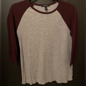 Forever 21 Baseball Tee (Maroon and Gray)